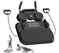 Pilates Reformer Machine, Multifunctional Push-up Board with Resistance Bands and Time Counter, Ab Roller Wheel Abdominal Board Automatic Rebound Home Workout Equipment black