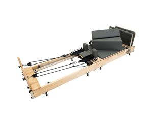Pilates Reformer Machine Oak Wood Frame Multifunctional Portable Folding Bed Adjustable Resistance Home Gym Studio Equipment Compact Foldable Fitness Trampoline Jump Board Accessories Storage Bag