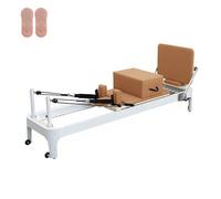 Pilates Reformer Machine, Pilates Reformer, Pilates Studio Machine, Home Pilates Reformers with Yoga Socks, Studio Equipments for Home with Sitting Box and Jump Boards (Coffee, Korean Spring)