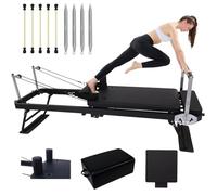 Pilates Reformer Machine Set - Foldable for Home Workouts, Adjustable Double Shoulder Pillow, Square Box and Springboard