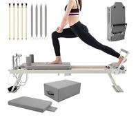 Pilates Reformer Machine Set, for Home Workouts,Adjustable Double shoulder pillow Pilates Exercise Equipment with Square Box And Springboard,Spring,001