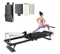 Pilates Reformer Machine Set, for Home Workouts,Adjustable Double shoulder pillow Pilates Exercise Equipment with Square Box And Springboard,Spring,004