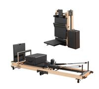 Pilates Reformer Machine Set with Adjustable Double Shoulder Pillow, Upgrade Foldable Equipment for Home Workouts Includes Square Box, Springboard, Spring, and Latex
