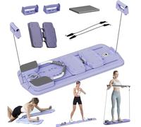 Pilates Reformer Machine with Elbow Support, Foldable Core Trainer Ab Wheel for Home Exercise and Workout, Automatic Rebound Abdominal Board for Fitness