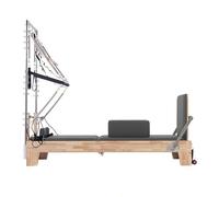 Pilates Reformer Machine with Tower Two-In-One Half Elevated Bed, Pilates Equipment Bed Set for Home Gym Workouts, Stretching Balance Yoga Exercise (Grey, 2-in-1 oak)