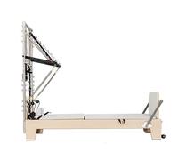 Pilates Reformer Machine with Tower Two-In-One Half Elevated Bed, Pilates Equipment Bed Set for Home Gym Workouts, Stretching Balance Yoga Exercise (White, 2-in-1 maple wood)
