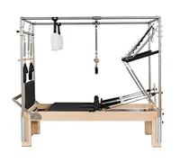 Pilates Reformer Machine with Tower Two-In-One Half Elevated Bed, Pilates Equipment Bed Set for Home Gym Workouts, Stretching Balance Yoga Exercise (Black, 3-in-1 maple wood (German spring))