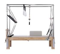 Pilates Reformer Machine with Tower Two-In-One Half Elevated Bed, Pilates Equipment Bed Set for Home Gym Workouts, Stretching Balance Yoga Exercise (White, 3-in-1 oak)