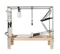 Pilates Reformer Machine with Tower Two-In-One Half Elevated Bed, Pilates Equipment Bed Set for Home Gym Workouts, Stretching Balance Yoga Exercise (White, 3-in-1 maple wood)