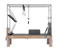 Pilates Reformer Machine with Tower Two-In-One Half Elevated Bed, Pilates Equipment Bed Set for Home Gym Workouts, Stretching Balance Yoga Exercise (Grey, 3-in-1 oak)