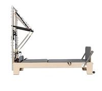 Pilates Reformer Machine with Tower Two-In-One Half Elevated Bed, Pilates Equipment Bed Set for Home Gym Workouts, Stretching Balance Yoga Exercise (Grey, 2-in-1 maple wood)