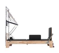 Pilates Reformer Machine with Tower Two-In-One Half Elevated Bed, Pilates Equipment Bed Set for Home Gym Workouts, Stretching Balance Yoga Exercise (Black, 2-in-1 oak (German spring))