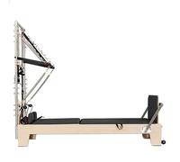 Pilates Reformer Machine with Tower Two-In-One Half Elevated Bed, Pilates Equipment Bed Set for Home Gym Workouts, Stretching Balance Yoga Exercise (Black, 2-in-1 maple wood (German spring))