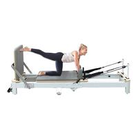 Pilates Reformer Multifunctional Foldable - 6 Resistance Springs, Aluminum Frame, Suitable for Home Use,Gray