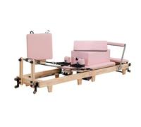 Pilates Reformer, Oak Wood Foldable Reformer Pilates Machine & Equipment for Home Use and Gym Workout, Home Pilates Reformers (Pink)