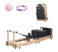 Pilates Reformer Set,150kg High Load-bearing 5-speed Spring Resistance Adjustment Yoga Shaping Rehabilitation Training Foldable Portable Design (Bianco 230x69x58cm)