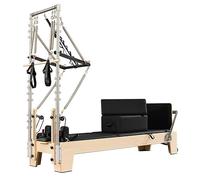 Pilates Reformer with Tower, Wooden Reformer Machine, Pilates Studio Machine, Home Pilates Reformers, 2-In-1 Half Elevated Core Bed, Perfect for Home Studio Beginners (Black, Maple wood)