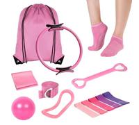Pilates Ring and Ball Set, 13 Pcs Home Pilates Kit with 13” Circle Yoga Ring 6 Resistance Bands 9.8” Pilates Ball, Accessories, Pilates Essential Kit for Women Girl Home Workouts Beginners Toning