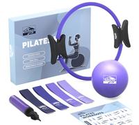 Pilates Ring and Ball Set with 14" Exercise Ring, Mini Ball, 4 Resistance Bands, Workout Poster & Bag, Workout Kit for Core Strength & Toning, Yoga Accessories for At Home Pilates Kit for Women & Men
