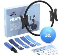 Pilates Ring and Ball Set with 14" Exercise Ring, Mini Ball, 4 Resistance Bands, Workout Poster & Bag, Workout Kit for Core Strength & Toning, Yoga Accessories for At Home Pilates Kit for Women & Men