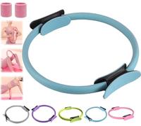Pilates Ring Fitness Trainer, 2025 Pilates Circle Ring, 14.96 Inch Yoga Rings Magic Circle with Dual Padded Handles, for Toning Arms, Legs Men and Women (Light Blue)