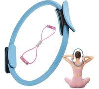 Pilates Ring Fitness Trainer, 2025 Upgrade Magic Circle Pilates Ring, Pilates Circle Yoga Rings Circle Pilates Exercise Equipment with Dual Padded Handles for Beginners Men Women (Blue)