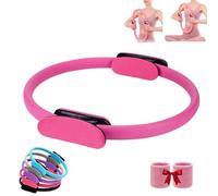 Pilates Ring Fitness Trainer, Pilates Ring for Women, with Dual Padded Handles, 14.96" Yoga Rings Magic Circle, for Arms, Legs, Inner Thigh Exercise, Men and Women (Rose)