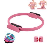 Pilates Ring Fitness Trainer, Pilates Ring for Women, with Dual Padded Handles, 14.96" Yoga Rings Magic Circle, for Arms, Legs, Inner Thigh Exercise, Men and Women (Pink)