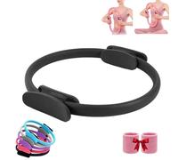 Pilates Ring Fitness Trainer, Pilates Ring for Women, with Dual Padded Handles, 14.96" Yoga Rings Magic Circle, for Arms, Legs, Inner Thigh Exercise, Men and Women (Black)