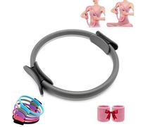 Pilates Ring Fitness Trainer, Pilates Ring for Women, with Dual Padded Handles, 14.96" Yoga Rings Magic Circle, for Arms, Legs, Inner Thigh Exercise, Men and Women (Gray)