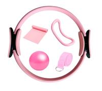 Pilates Ring Set - 5-Piece Home Fitness Kit with Pilates Circle, Resistance Bands & Yoga Ball for Full Body Workout (Pink)