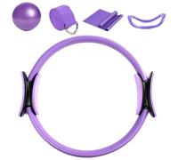 Pilates Ring Set | Pilate Kit with | 3 Resistance Straps, Mini Ball, Workout Poster, Portable Bag | Basic Exercises, Fitness, Training for | D