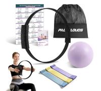 Pilates Ring Set, Pilates Equipment Kit with Magic Circle, Yoga Ball, 3 Bands, Training Poster & Portable Bag, Double Handle Pilates Hoop for Women Home Fitness, Kegel Exercise, Arms & Legs Toning