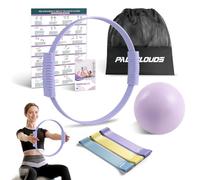 Pilates Ring Set, Pilates Equipment Kit with Magic Circle, Yoga Ball, 3 Bands, Training Poster & Portable Bag, Double Handle Pilates Hoop for Women Home Fitness, Kegel Exercise, Arms & Legs Toning
