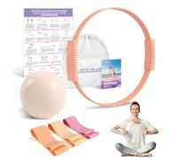 Pilates Ring Set, Pilates Equipment Kit with Magic Circle, Yoga Ball, 3 Bands, Training Poster & Portable Bag, Double Handle Pilates Hoop for Women Home Fitness, Kegel Exercise, Arms & Legs Toning