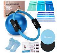Pilates Ring Set, Pilates Essentials Kit for Home Workouts Women, Yoga Equipment Set with 14 Inch Magic Circle, 9.8” Ball, 5 Resistance Bands, 3 Long Stretch Bands, Core Sliders, Non-Slip Socks