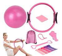 Pilates Set, Home Pilates Kit for Women, 13-Piece Complete Set - Portable Full Body Workout Equipment for Toning, Strength & Flexibility (Pink)