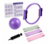 Pilates Set: Ring, Ball, 3 Resistance Bands - Pilates Kit - Home Fitness