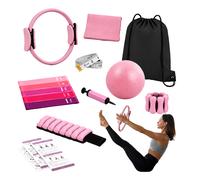 Pilates set: ring, ball, resistance bands, weight cuffs, 13pc set with bag