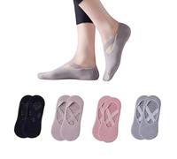 Pilates Socks for Women, 4 Pairs Yoga Socks for Women with Grips, Non Slip with Adjustable Straps for Enhanced Grip Stability During Yoga, Barre, Dance, Fitness Home Workouts