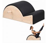 Pilates Spine Corrector Barrel - Wooden Pilates Arc Barrel with PU Padding, Back Stretch and Posture Correction Equipment for Core Strength, Flexibility and Home Gym Training