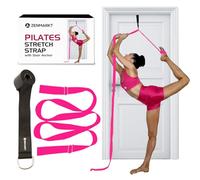 Pilates Stretching Strap with Door Anchor - Flexibility Equipment for Pilates Practitioners - Ideal for Improving Leg Flexibility, Core Stability, and Posture Alignment at Home (Pink)