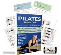 Pilates Workout Cards for Beginners - At Home Exercise Deck with Illustrated Routines, Instructor Designed Workout Plan, Core & Full Body Training, Portable Fitness Cards for Women & Home Gym