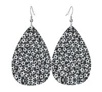 Pile of footballs Printed Teardrop Pendant Leather Earrings | Lightweight and Versatile Earrings | Suitable for Daily Commute and Date Wear