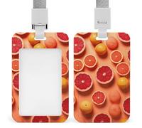 Pile of Grapefruit Slices Badge Holder with Lanyard - Waterproof Hard Plastic ID Card Holder Professional Name Tag Vertical ID Card Name Badge for Office Nurse Doctor Teacher