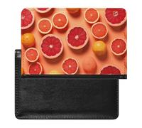 Pile of Grapefruit Slices Passport Holder with 3 Card Slots, Portable PU Leather Travel Wallet, Slim Protective Cover for Passport, ID, Credit Cards