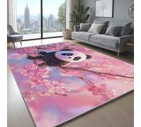 Pile Rug Cartoon Cute Cherry Blossom Red Panda Washable Soft carpet for Bedroom Hall Kids Baby Room Hallway Runners Carpet Mat Pink, 160 x 230 cm