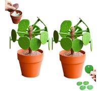 Pilea Food Picker - 12 Meal Options, The Chinese Money Plant Dinner Decider, 3D Printed Dinner Decider with Hidden Money Pot, Funny Food Decision with Magnetic Leaves, Unique Decoration (2 set)