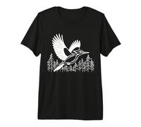 Pileated Woodpecker Line Art Bird Portrait Premium T-Shirt