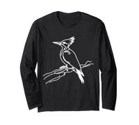 Pileated Woodpecker Line Art Birdwatcher Long Sleeve T-Shirt
